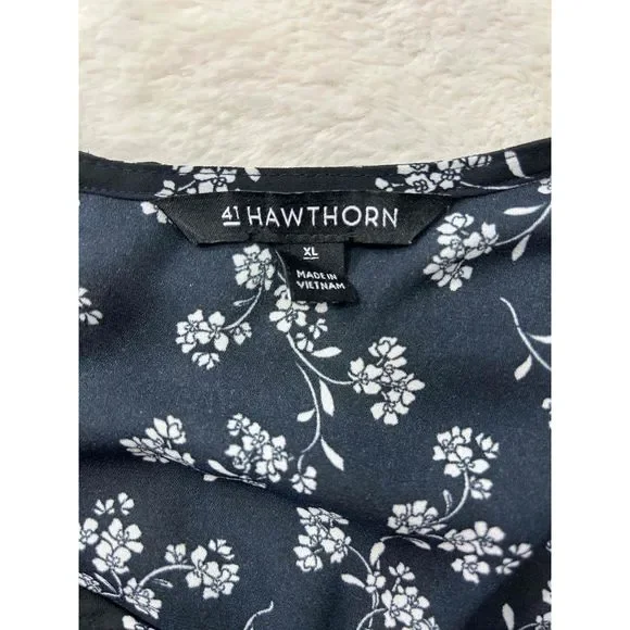 41‎ Hawthorn Women Black White Floral Long Sleeve Top Size XL - Picture 3 of 5